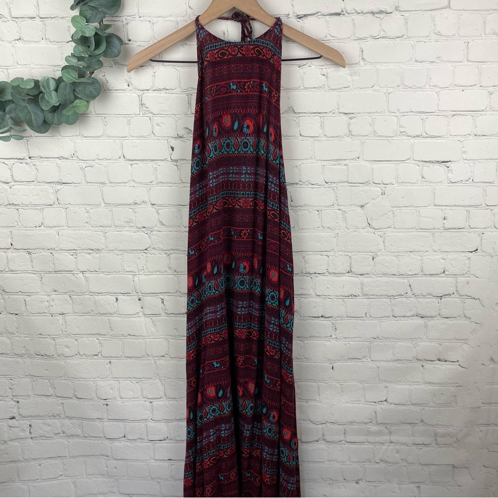 Umgee Red and Blue Patterned Maxi Dress